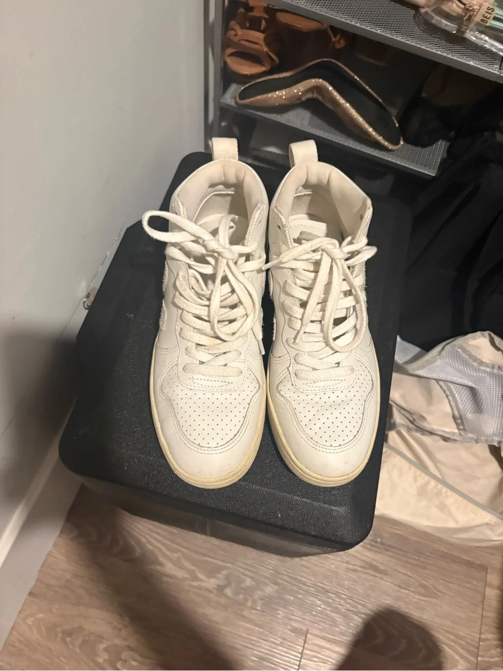 Veja White leather high top neakers